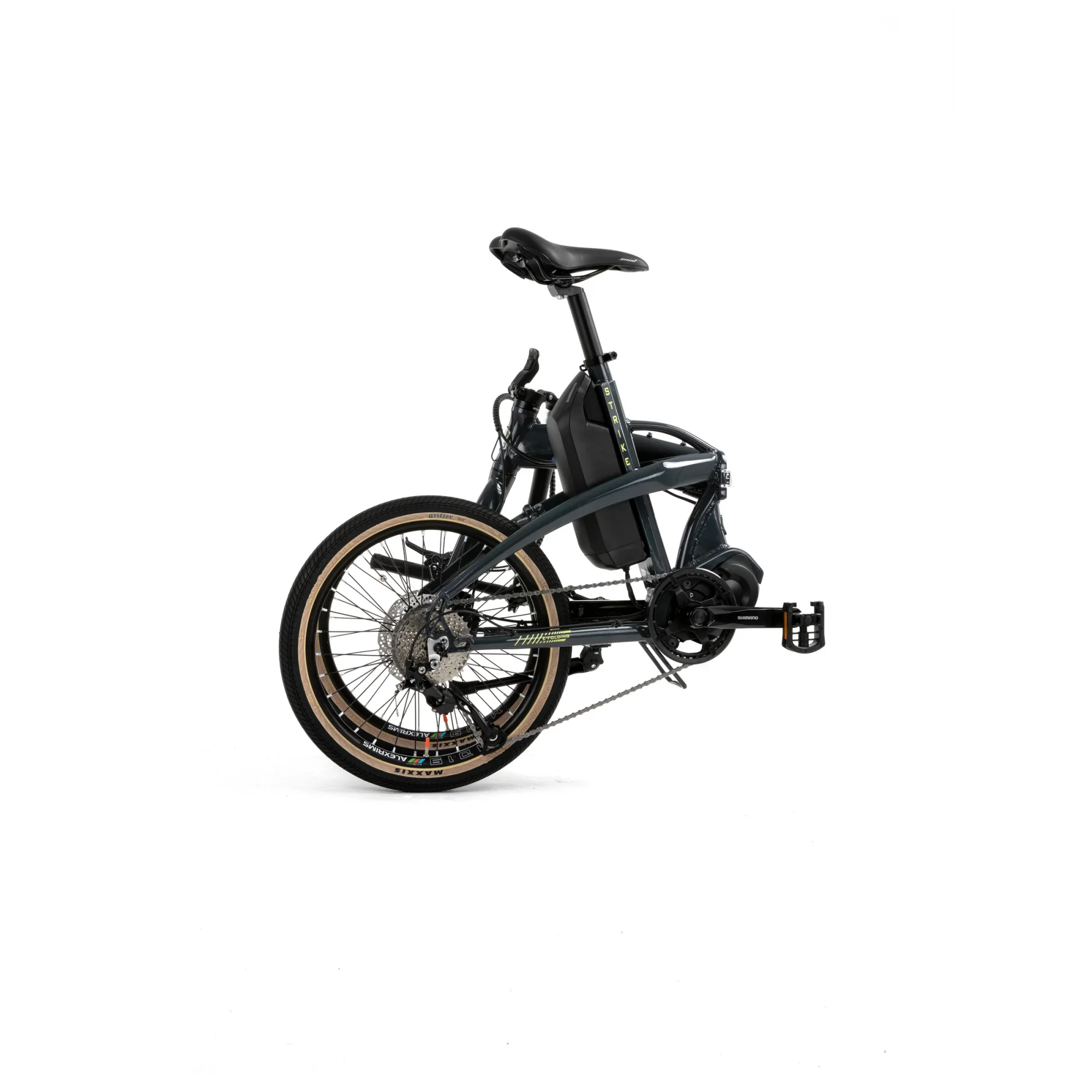 Bisan E-Folding Strike HD Fren Alivio 9 Vites 20 Jant Elektrikli Katlanır Bisiklet Gri Neon Sarı 46 Kadro