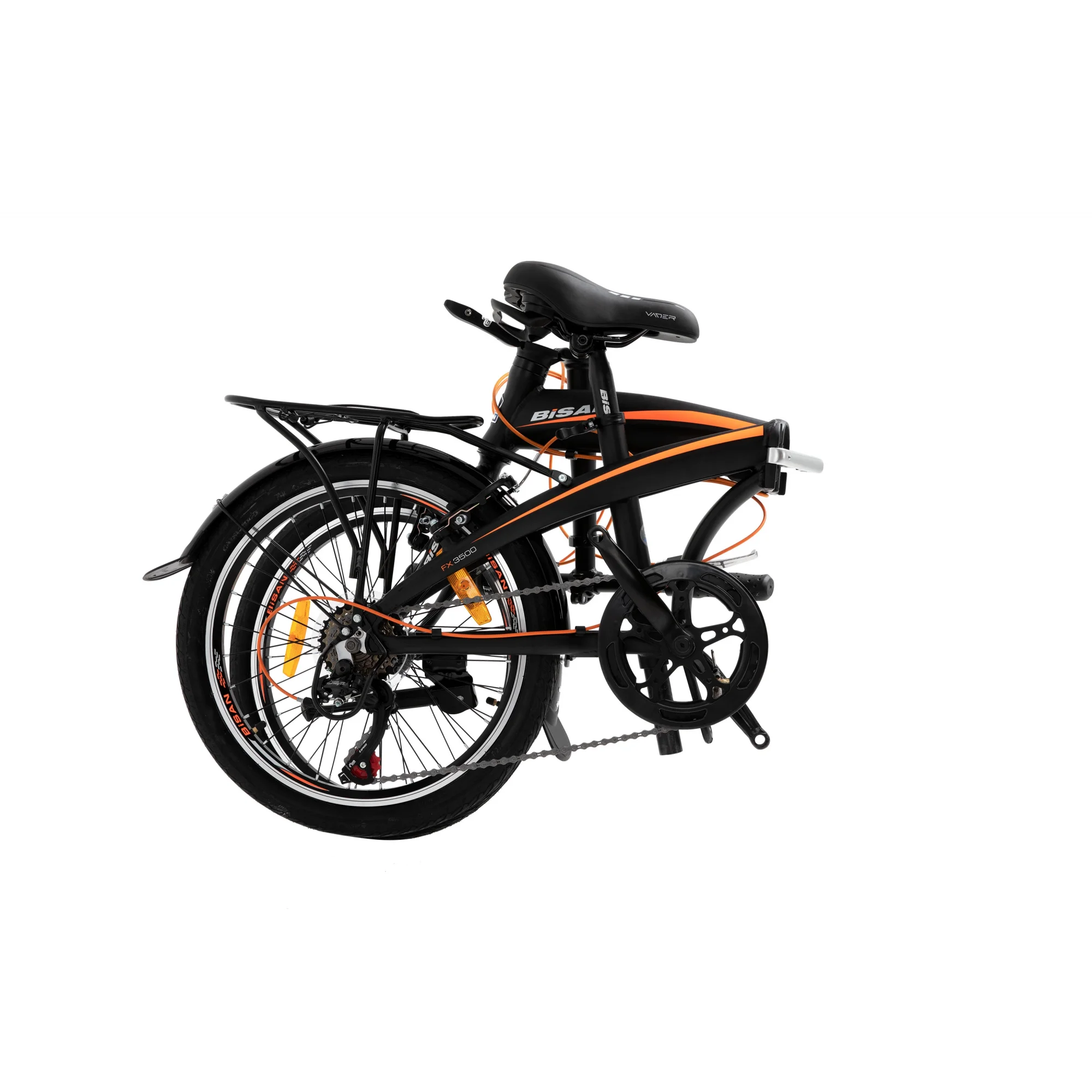 Bisan FX 3500-Trn V Fren 7 Vites 20 Jant Katlanır Bisiklet Siyah Kırmızı (Göbekten Dinamolu)