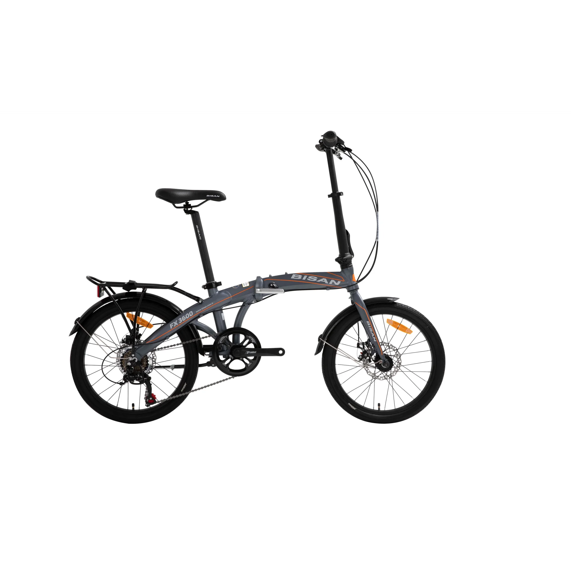 Bisan FX 3600 MD Fren 6 Vites 20 Jant Katlanır Bisiklet Gri Turuncu 31 Kadro