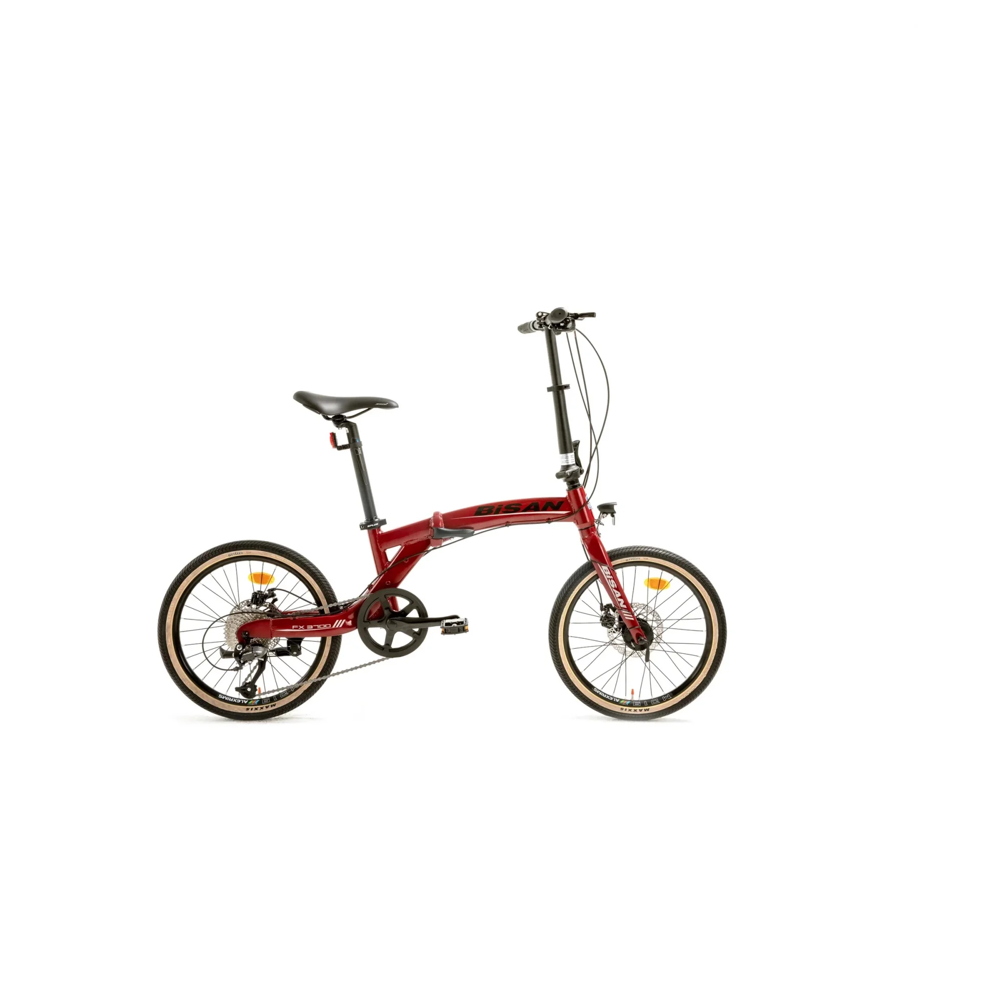 Bisan FX 3700 MD Fren 9 Vites 20 Jant Katlanır Bisiklet Bordo Siyah 28 Kadro