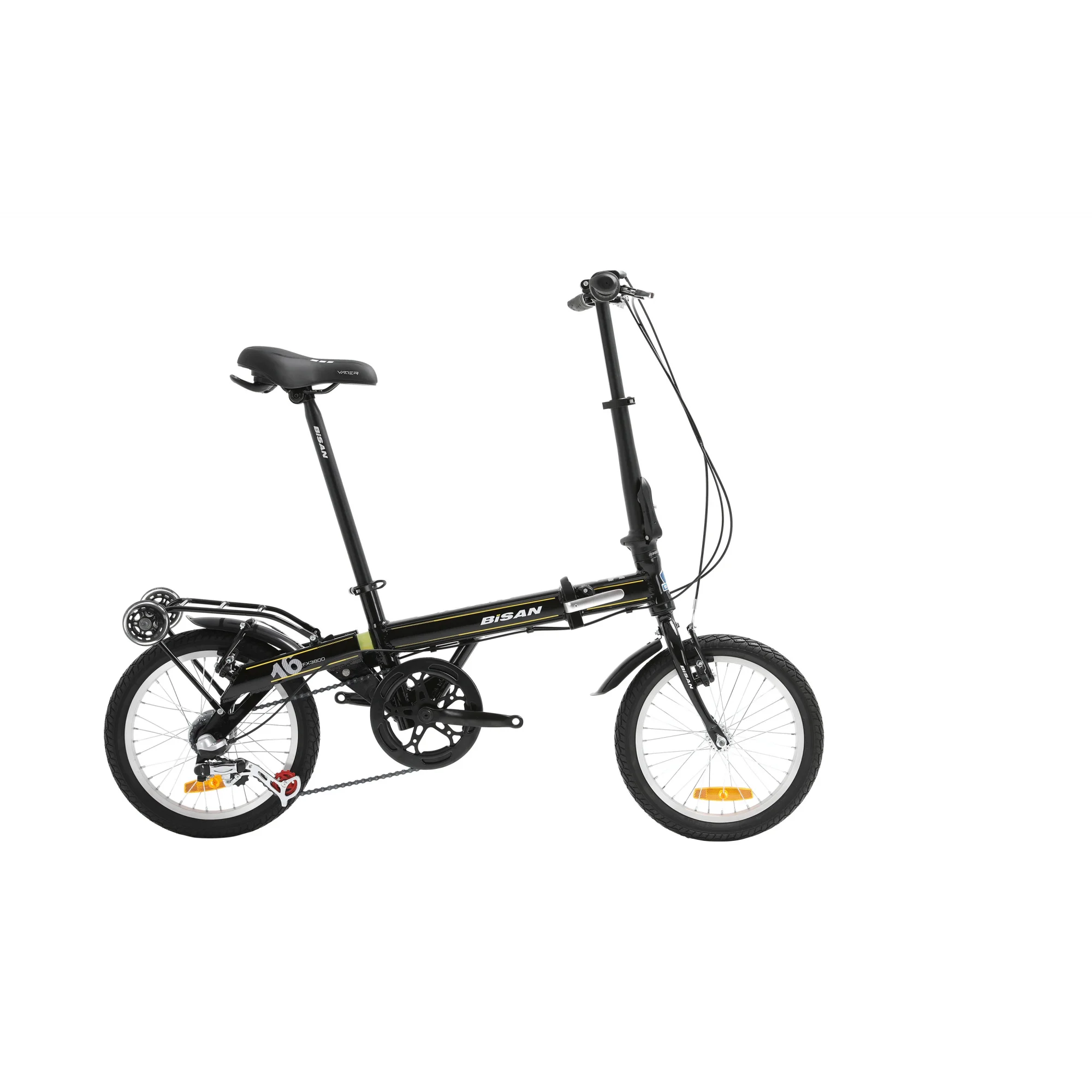 Bisan FX 3800 Nexus 3 Vites V Fren 16 Jant Katlanır Bisiklet Siyah Sarı