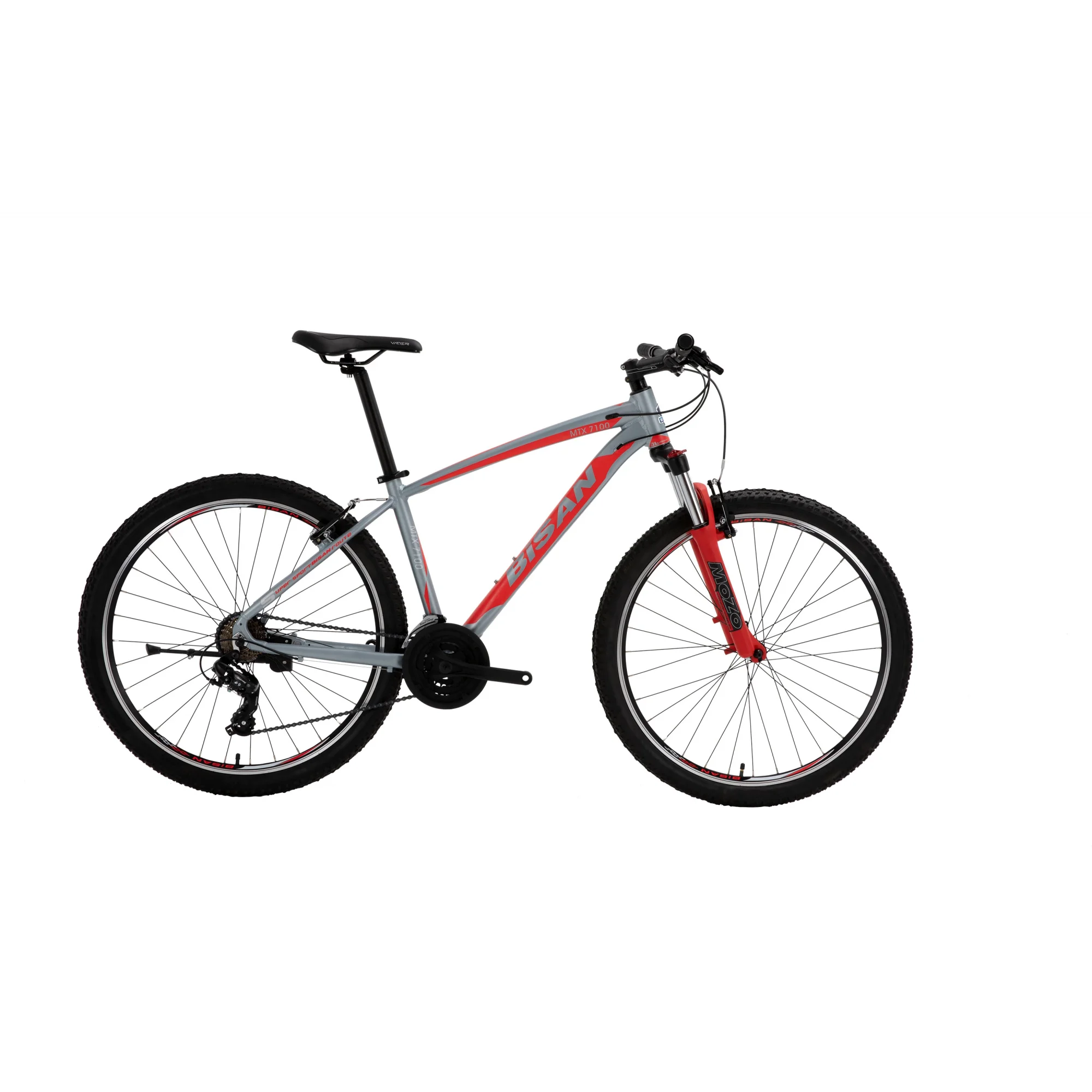 Bisan MTX 7100 V Fren 21 Vites 27,5 Jant Dağ Bisikleti Gri Kırmızı 19 Kadro