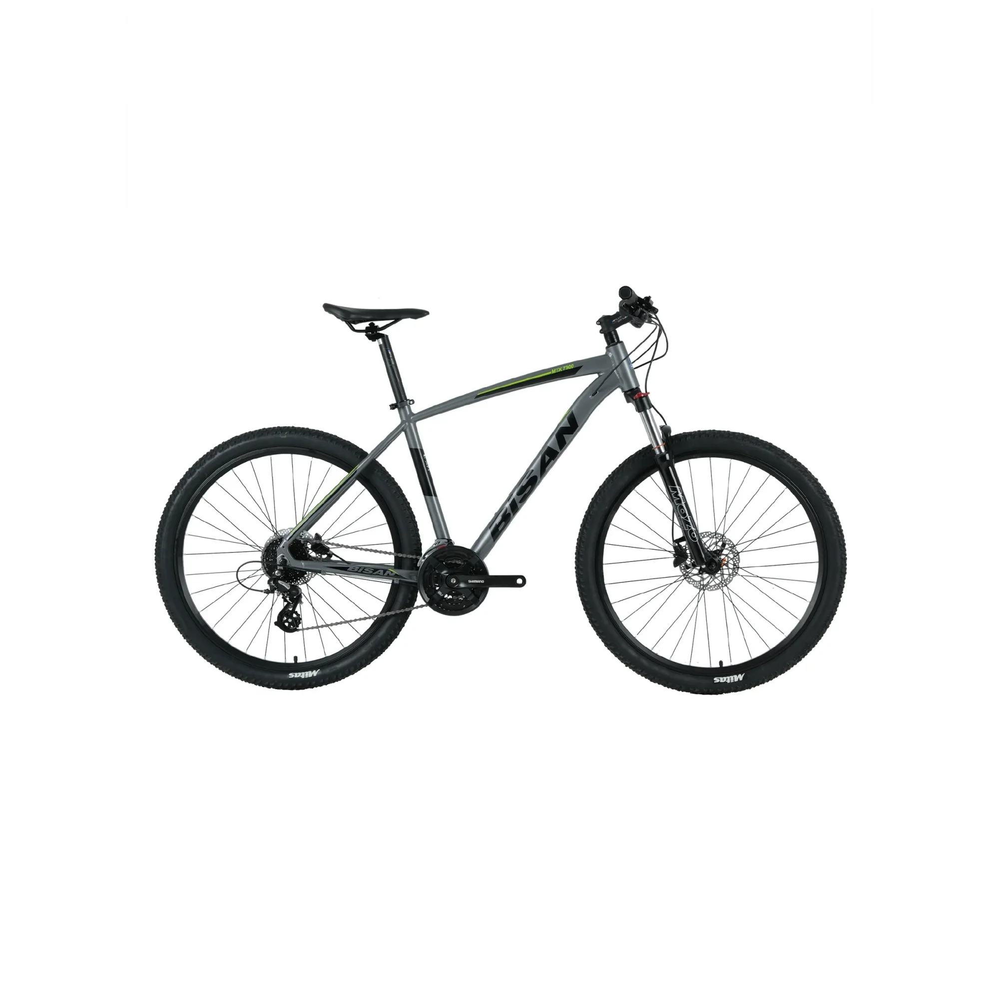 Bisan MTX 7300 27.5 Jant 24 Vites HD Metalik Gri Yeşil Dağ Bisikleti 43 Kadro