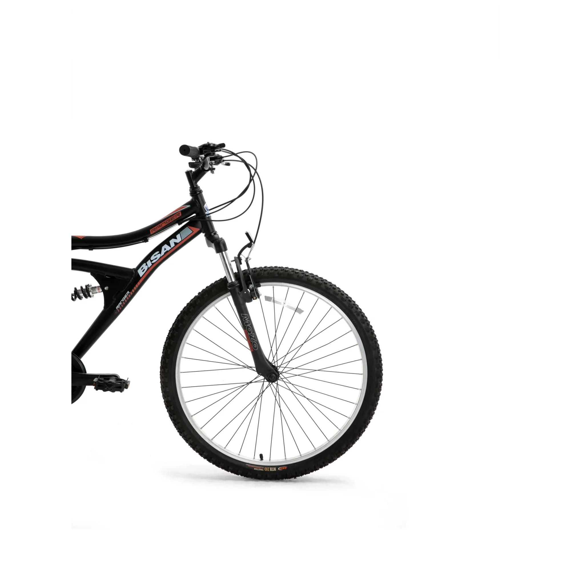 Bisan Ranger V Fren 21 Vites Çift Amortisörlü 24 Jant Dağ Bisikleti Siyah Kırmızı 36 Kadro