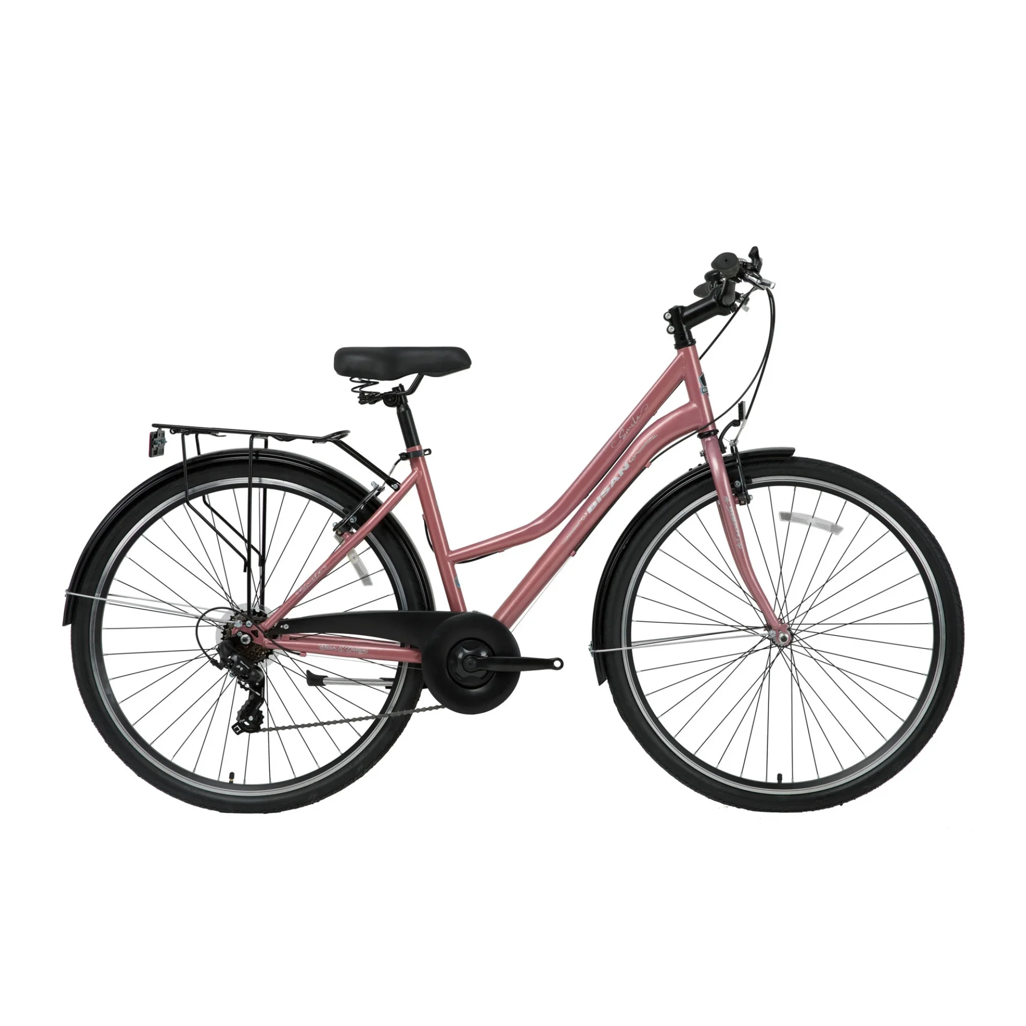 Bisan Smile V Fren 7 Vites 28 Jant Bayan Şehir Bisikleti Pembe Silver 42 Kadro