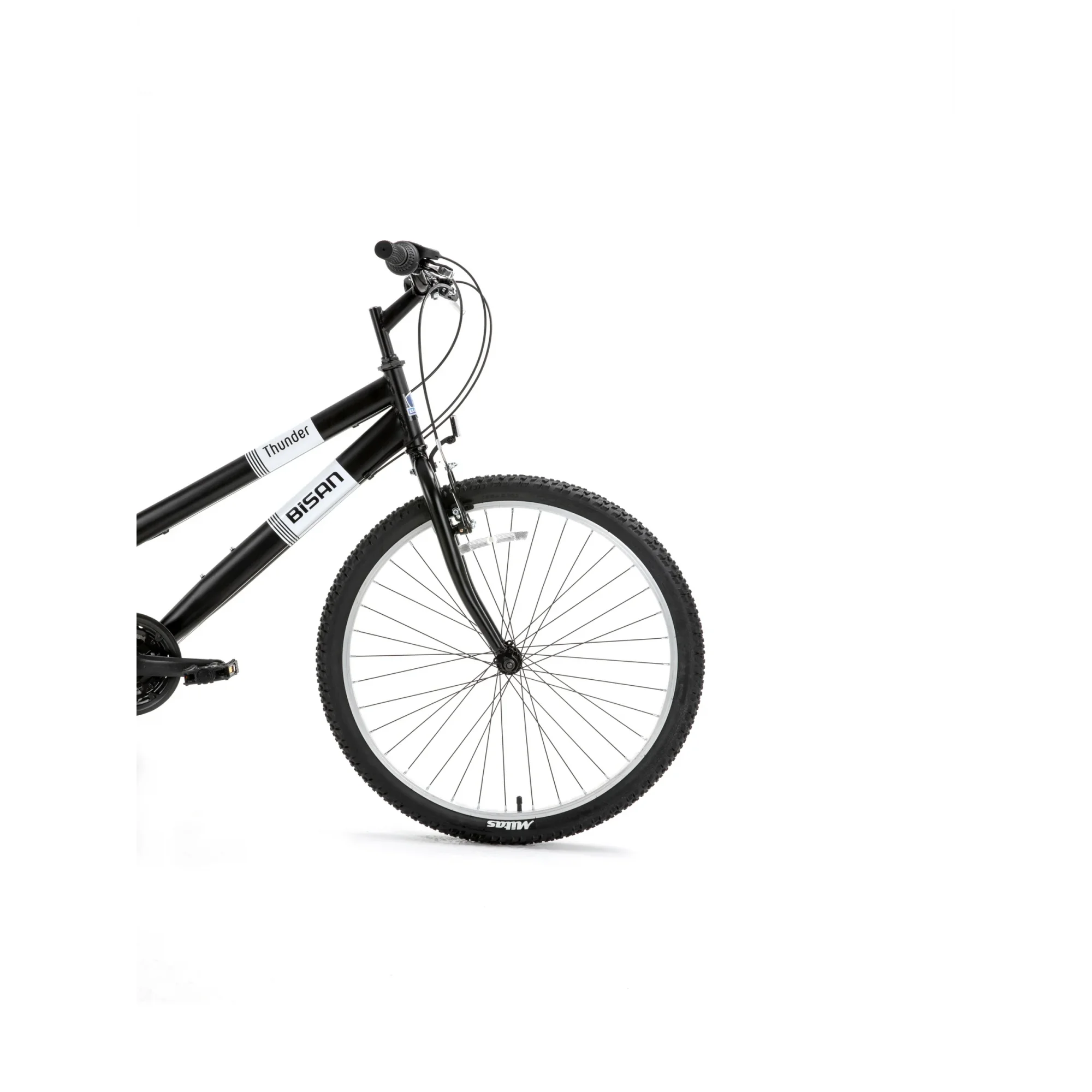 Bisan Thunder 24 V Fren 18 Vites 24 Jant Dağ Bisikleti Siyah Beyaz 42 Kadro