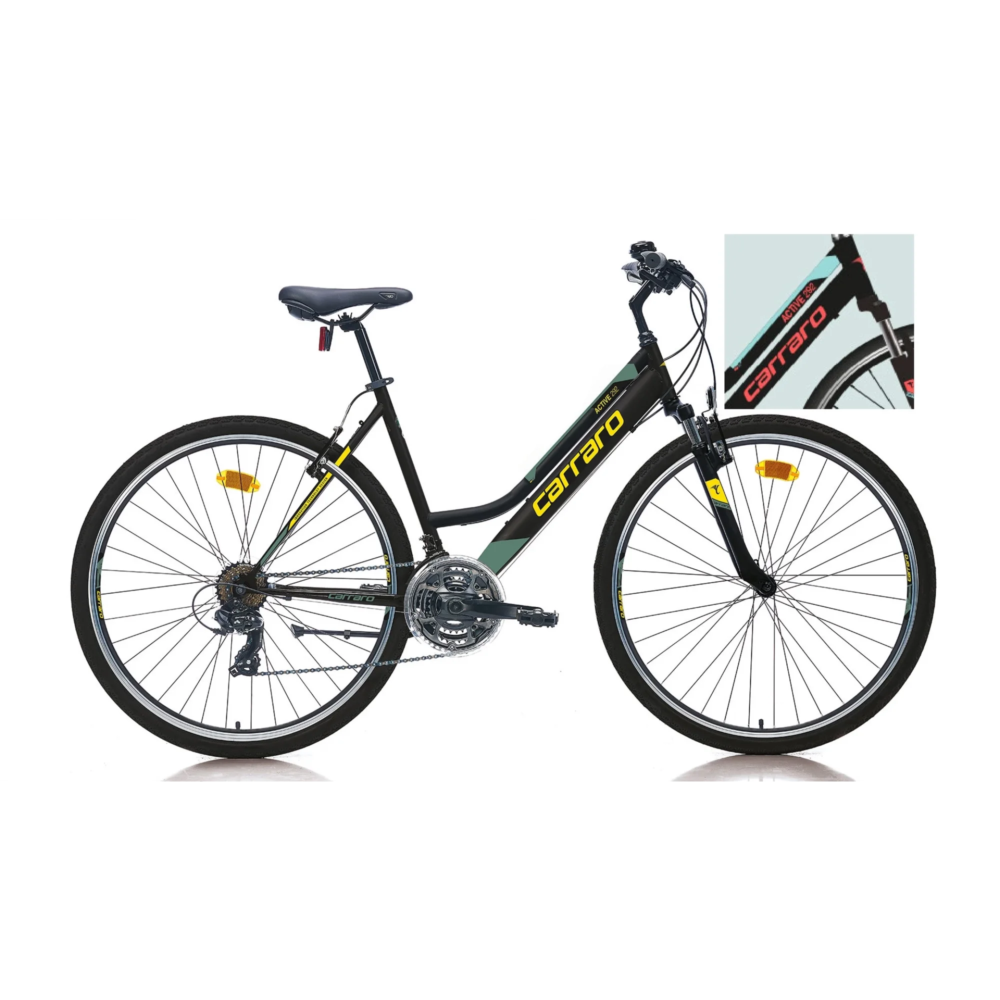 Carraro Active 292 V Fren 21 Vites 28 Jant Şehir Bisikleti Siyah Açık Turkuaz 46 Kadro