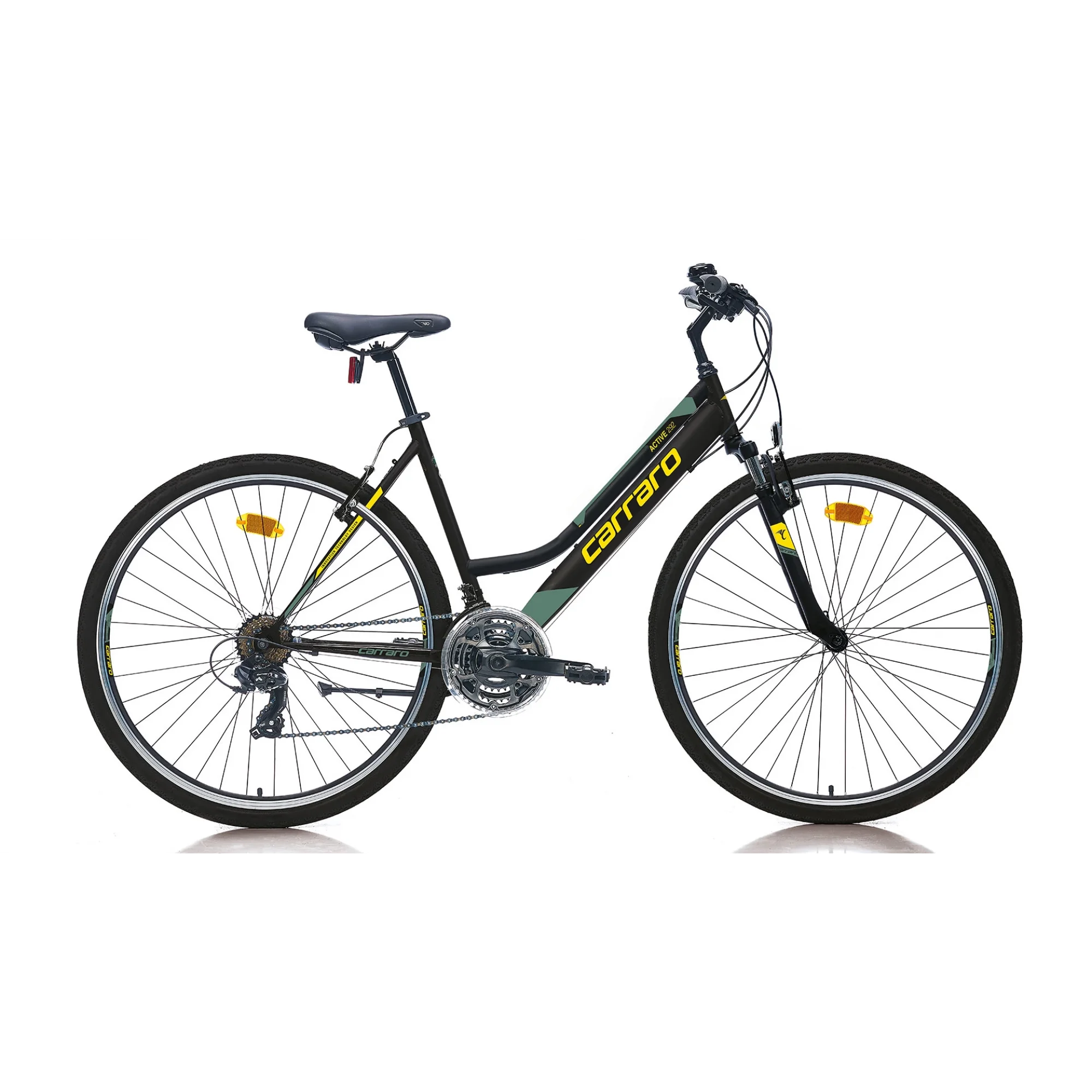 Carraro Active 292 V Fren 21 Vites 28 Jant Şehir Bisikleti Siyah Sarı Yeşil 46 Kadro