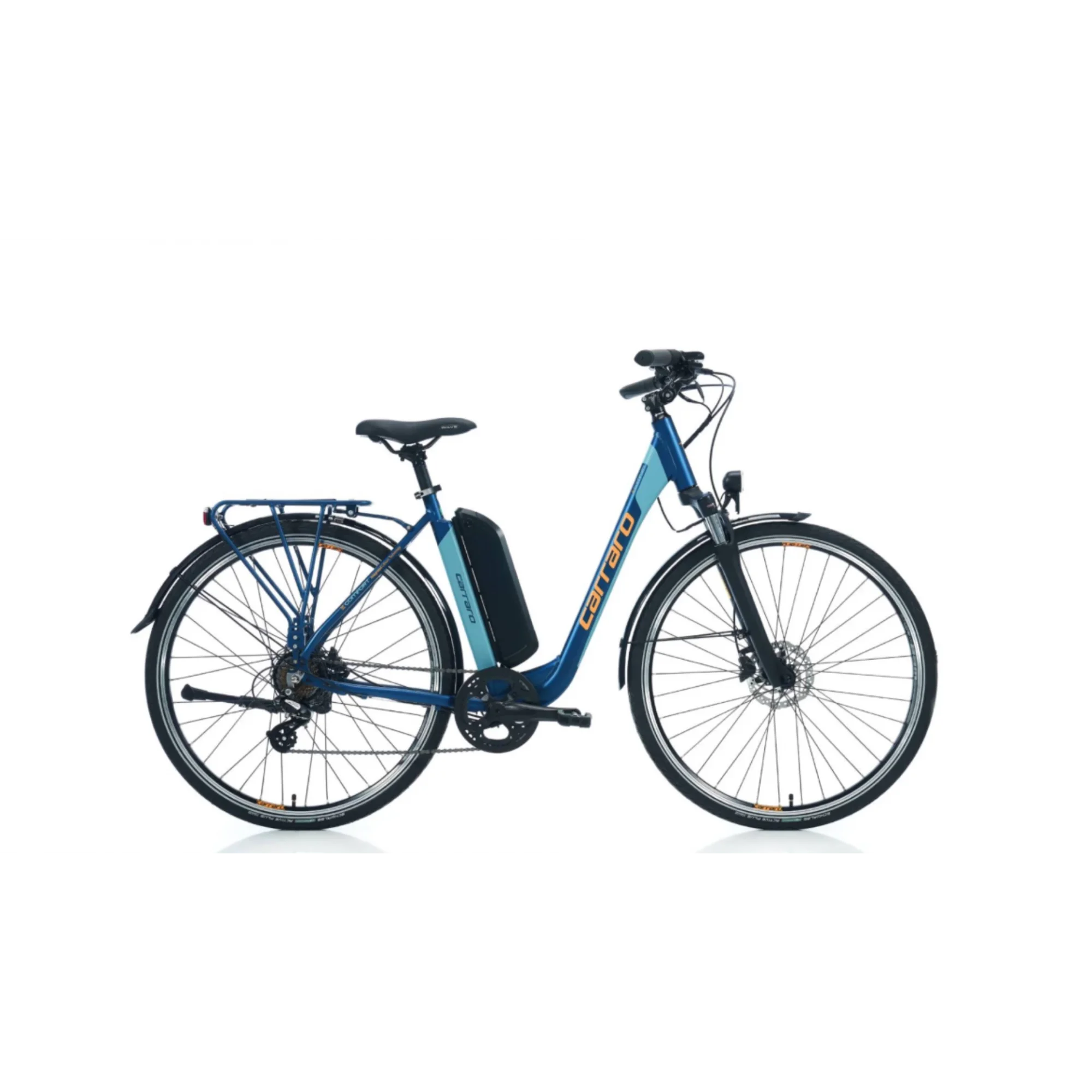 Carraro E-Line eComfort 2.1 HD Fren 7 Vites 28 Jant Elektrikli Şehir Bisikleti Mat Navy Mavi 52 Kadro