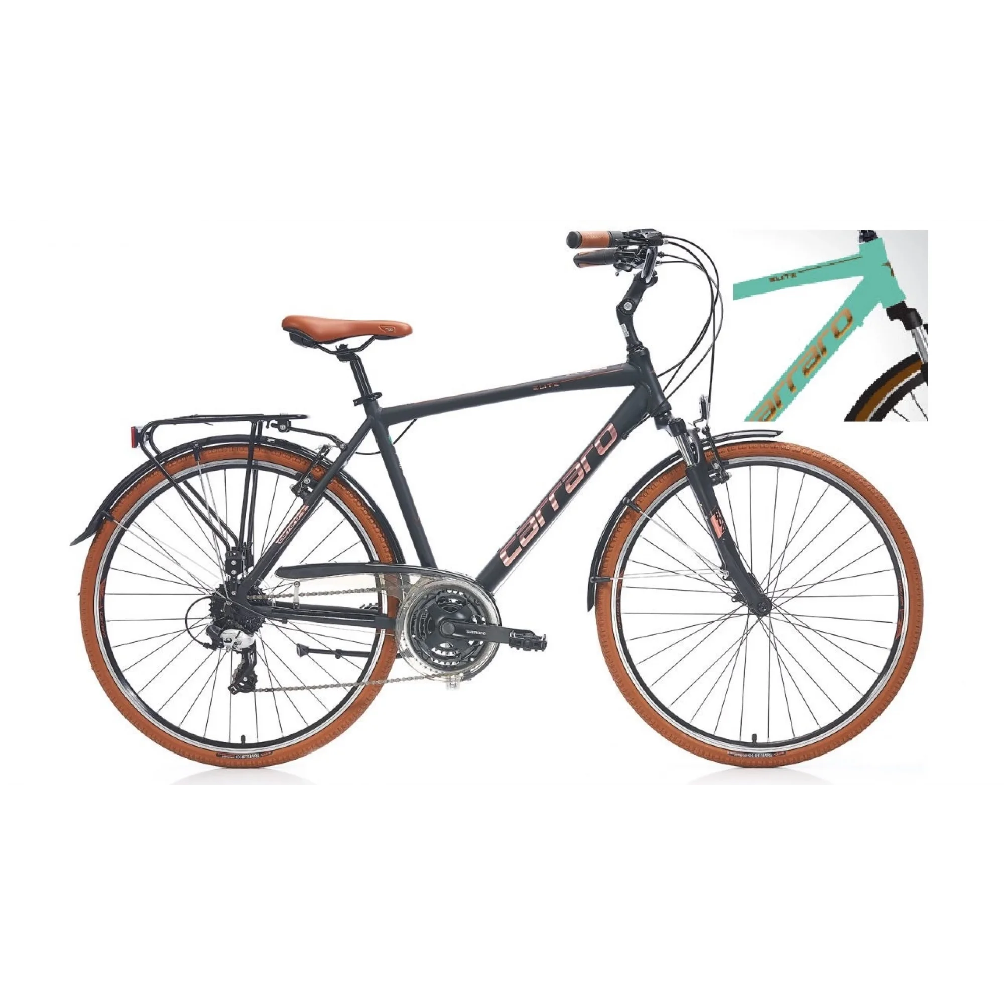 Carraro Elite 804 V Fren 24 Vites 28 Jant Şehir Bisikleti Turkuaz Kahve 52 Kadro