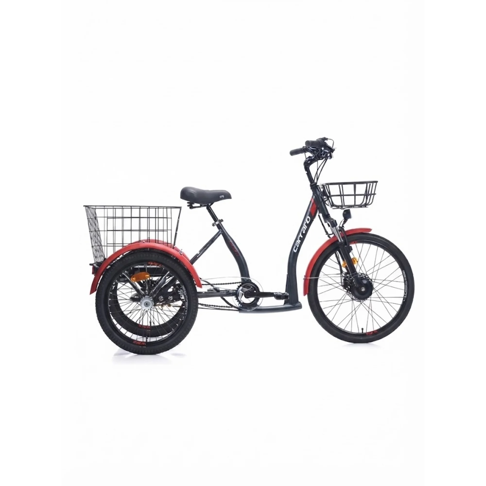 Carraro ePack 2.1 HD Fren 3 Vites 24 Jant Elektrikli Şehir-Kargo Bisikleti Mat Siyah Kırmızı Gri