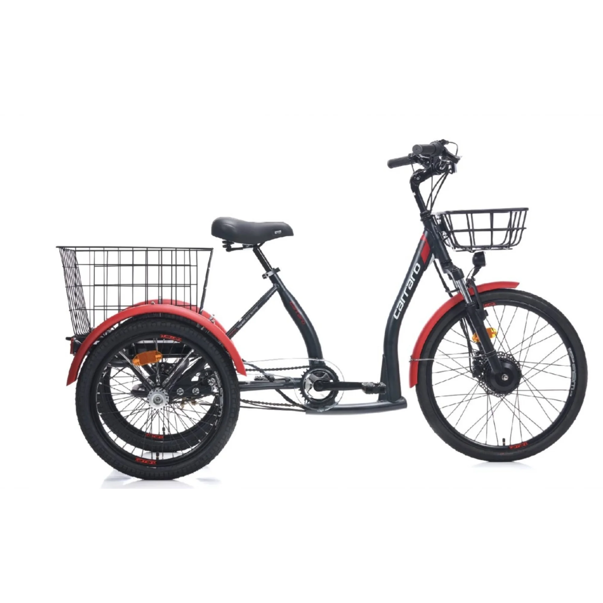 Carraro ePack 2.1 HD Fren 3 Vites 24 Jant Elektrikli Şehir-Kargo Bisikleti Mat Siyah Kırmızı Gri