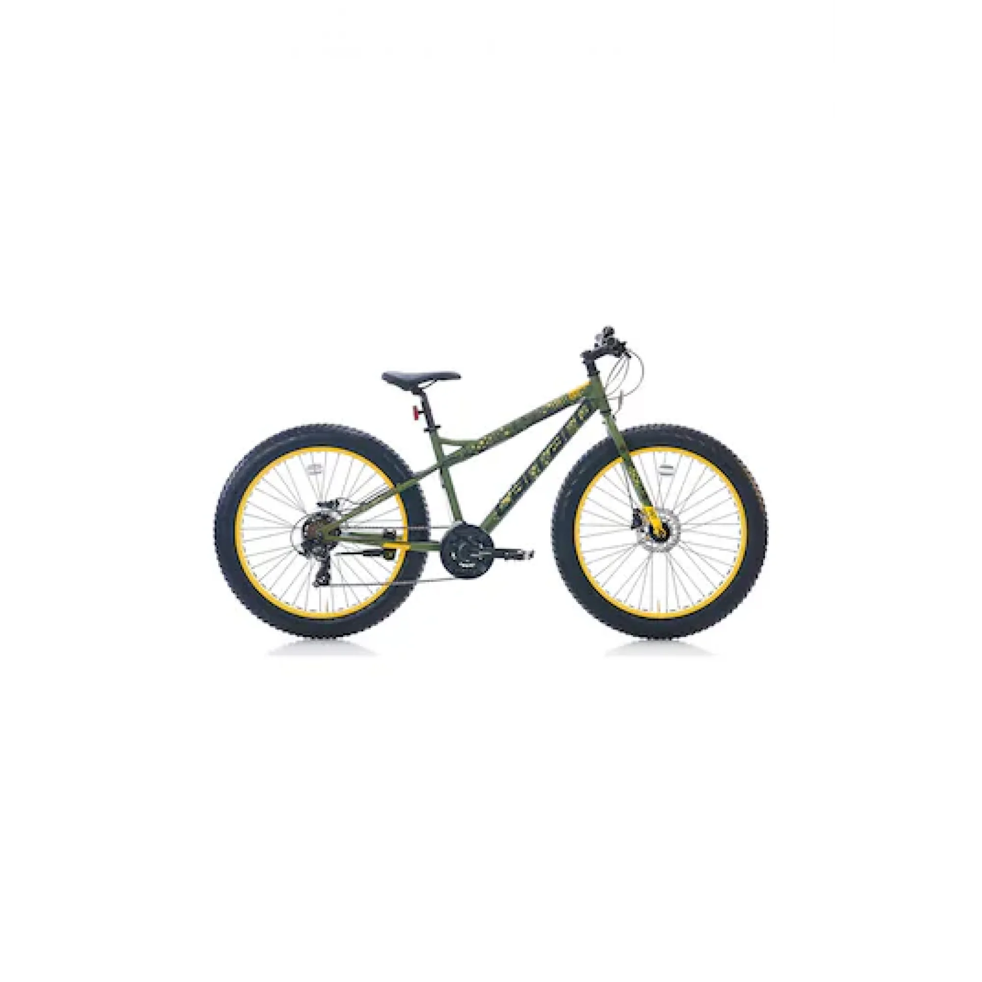 Carraro Fat Bike HD Fren 21 Vites 26 Jant Fat Bike Bisiklet Mat Haki Yeşil Sarı 43 Kadro