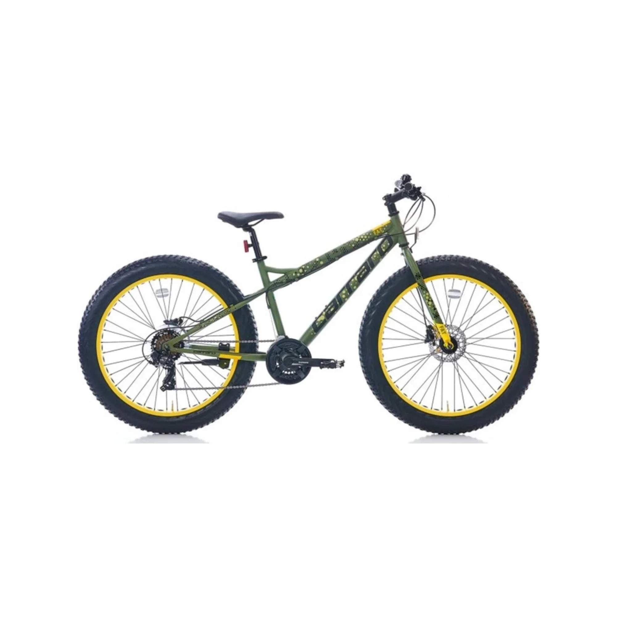 Carraro Fat Bike HD Fren 21 Vites 26 Jant Fat Bike Bisiklet Mat Haki Yeşil Sarı 43 Kadro