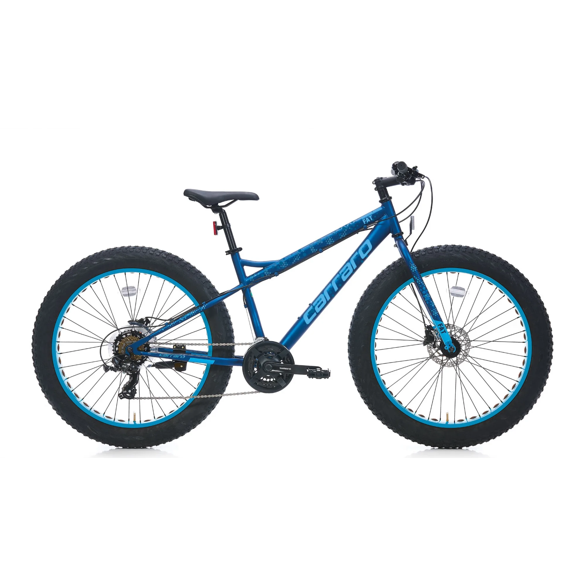 Carraro Fat Bike HD Fren 21 Vites 26 Jant Fat Bike Bisiklet Mat Koyu Mavi Açık Mavi 43 Kadro