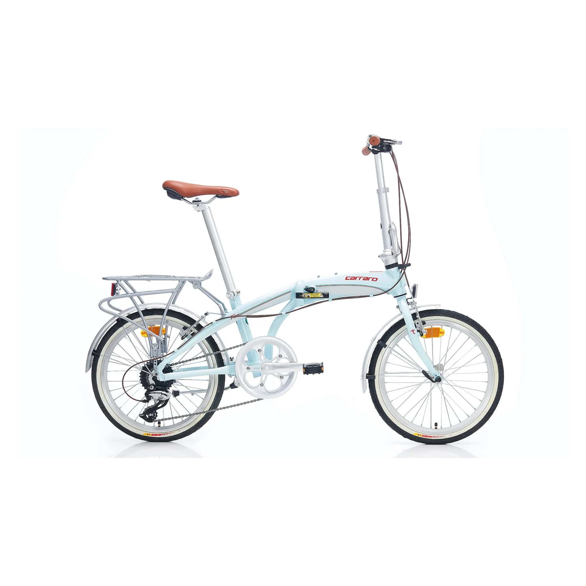 Carraro Flexi Classico V Fren Acera 8 Vites 20 Jant Katlanır Bisiklet Pastel Yeşil Beyaz Kırmızı 32 Kadro