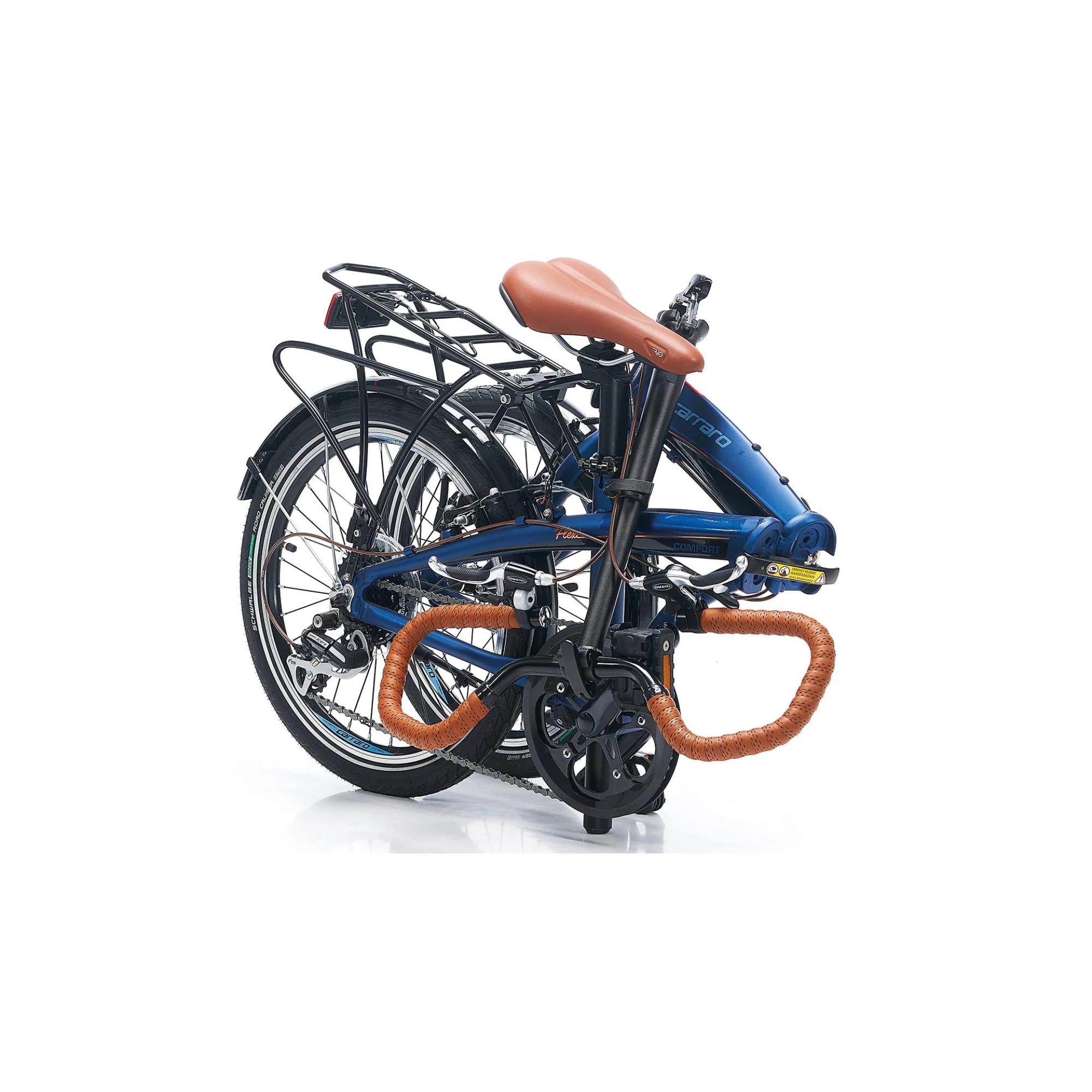 Carraro Flexi Comfort V Fren 8 Vites 20 Jant Katlanır Bisiklet Mat Navy Mavi Parlak Siyah 32 Kadro