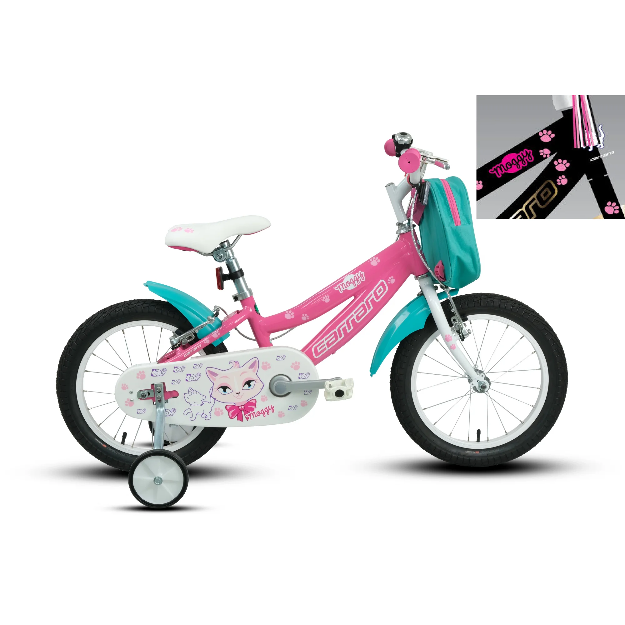 Carraro Moggy 16 V Fren 16 Jant Kız Çocuk Bisikleti Siyah Altın Pembe