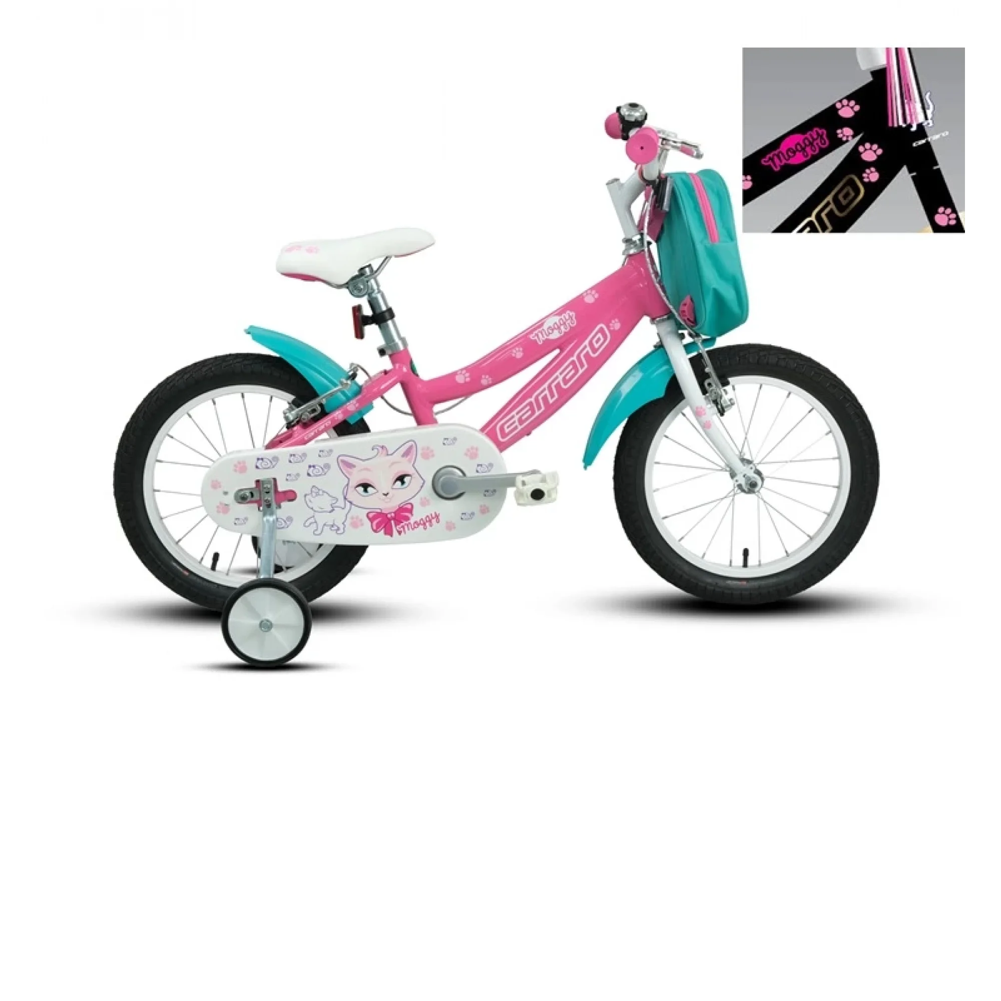 Carraro Moggy 16 V Fren 16 Jant Kız Çocuk Bisikleti Siyah Altın Pembe