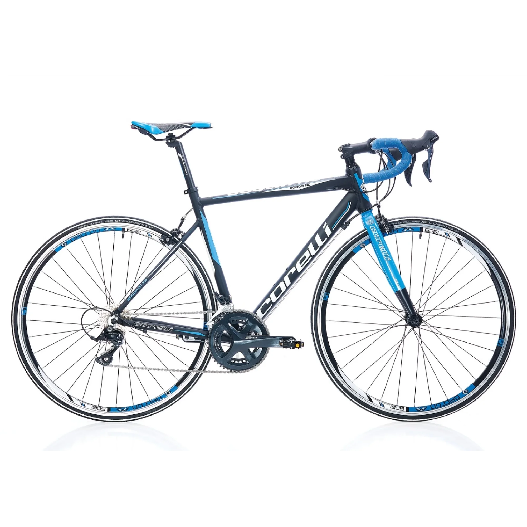 Corelli Boolva RC100 Claris 16 Vites V Fren 28 Jant Yol Yarış Bisikleti Siyah Mavi Beyaz 54 Kadro