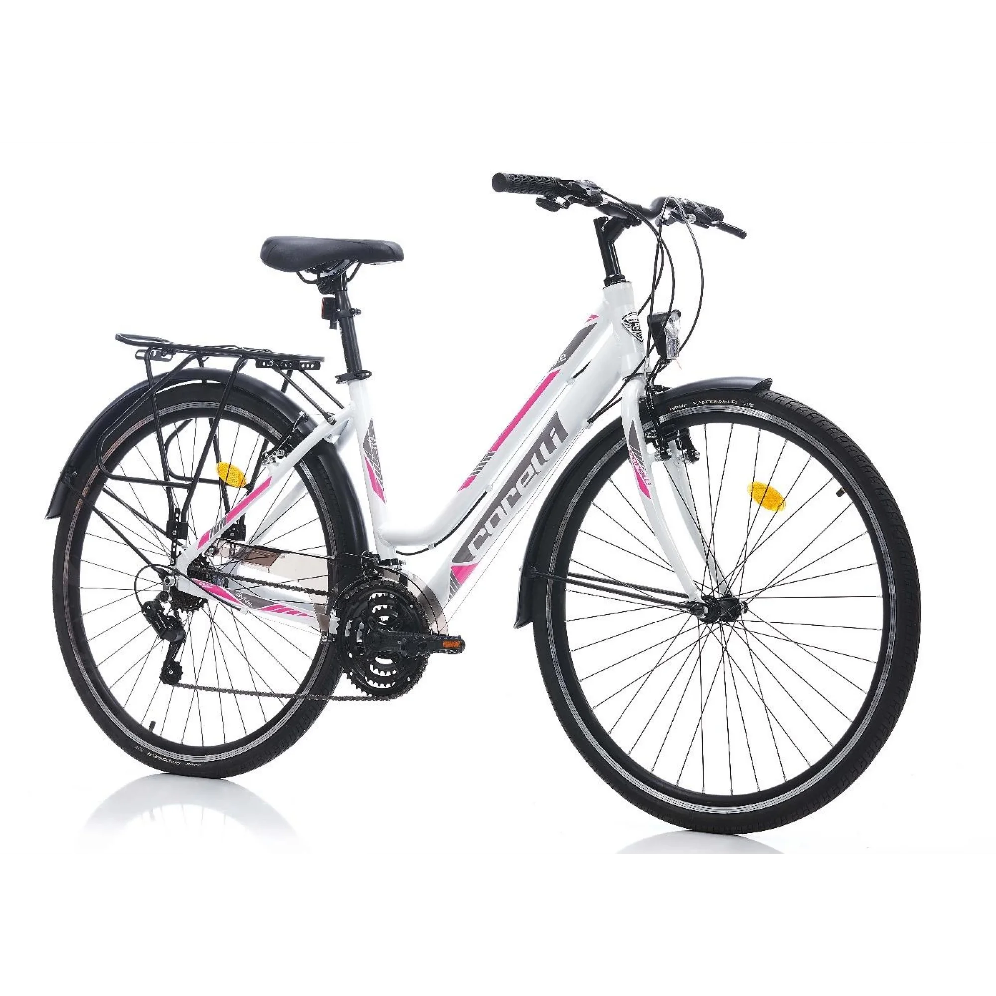 Corelli Byme V Fren 21 Vites 28 Jant Şehir Bisikleti Beyaz Pembe 18 Kadro