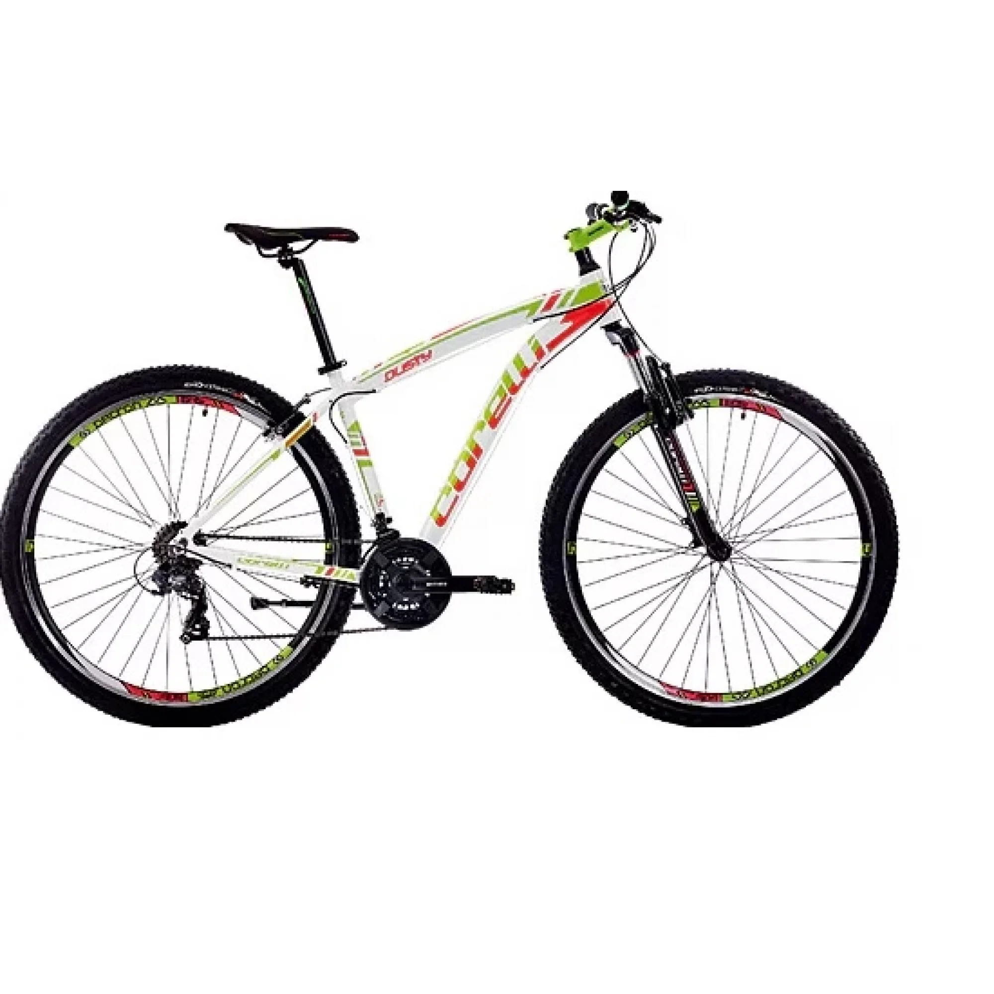 Corelli Dusty 1.1 V Fren Shimano 21 Vites 27,5 Jant Dağ Bisikleti Beyaz Yeşil Kırmızı 18 Kadro