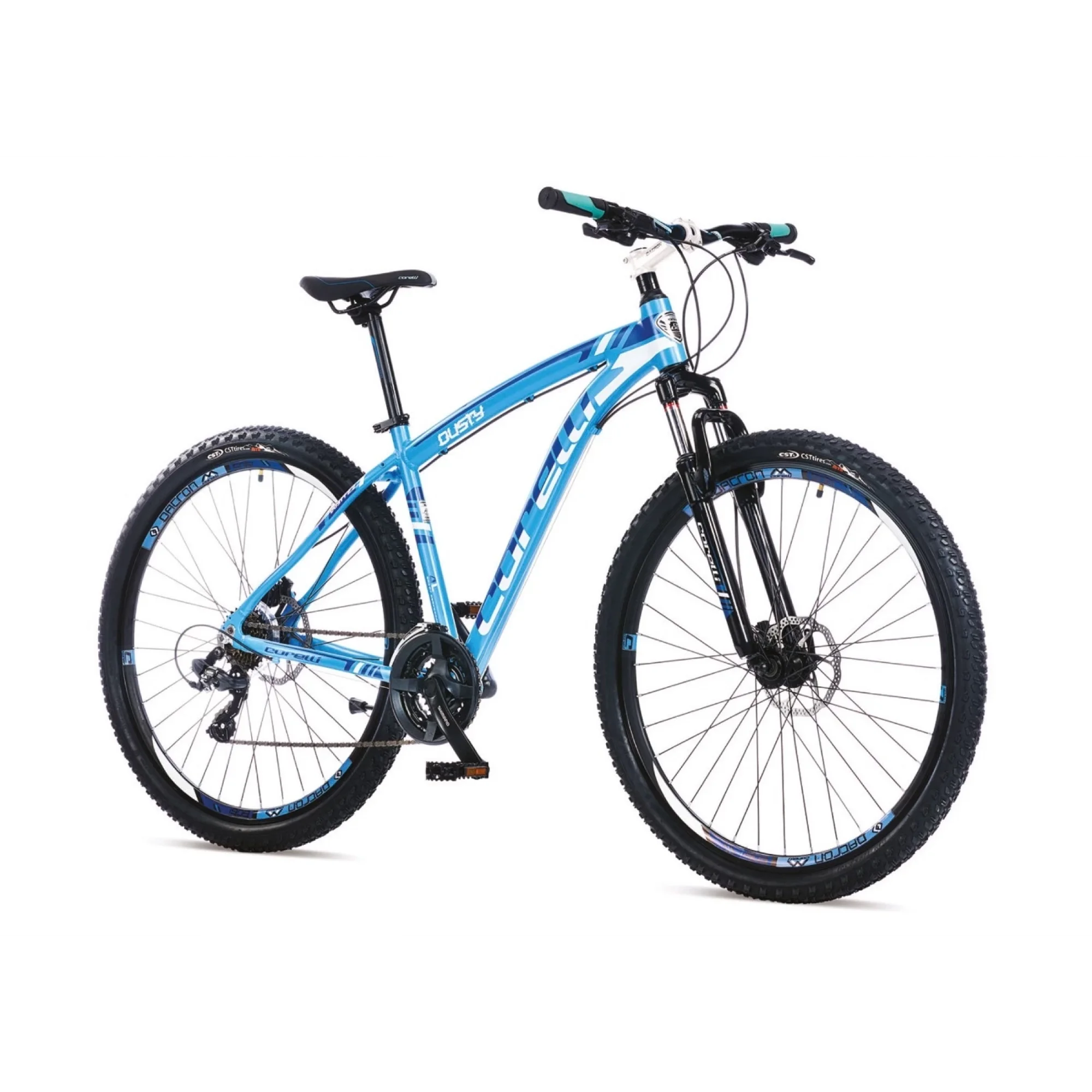 Corelli Dusty 2.0 HD Fren Shimano 21 Vites 26 Jant Dağ Bisikleti Turkuaz Lacivert Beyaz 18 Kadro