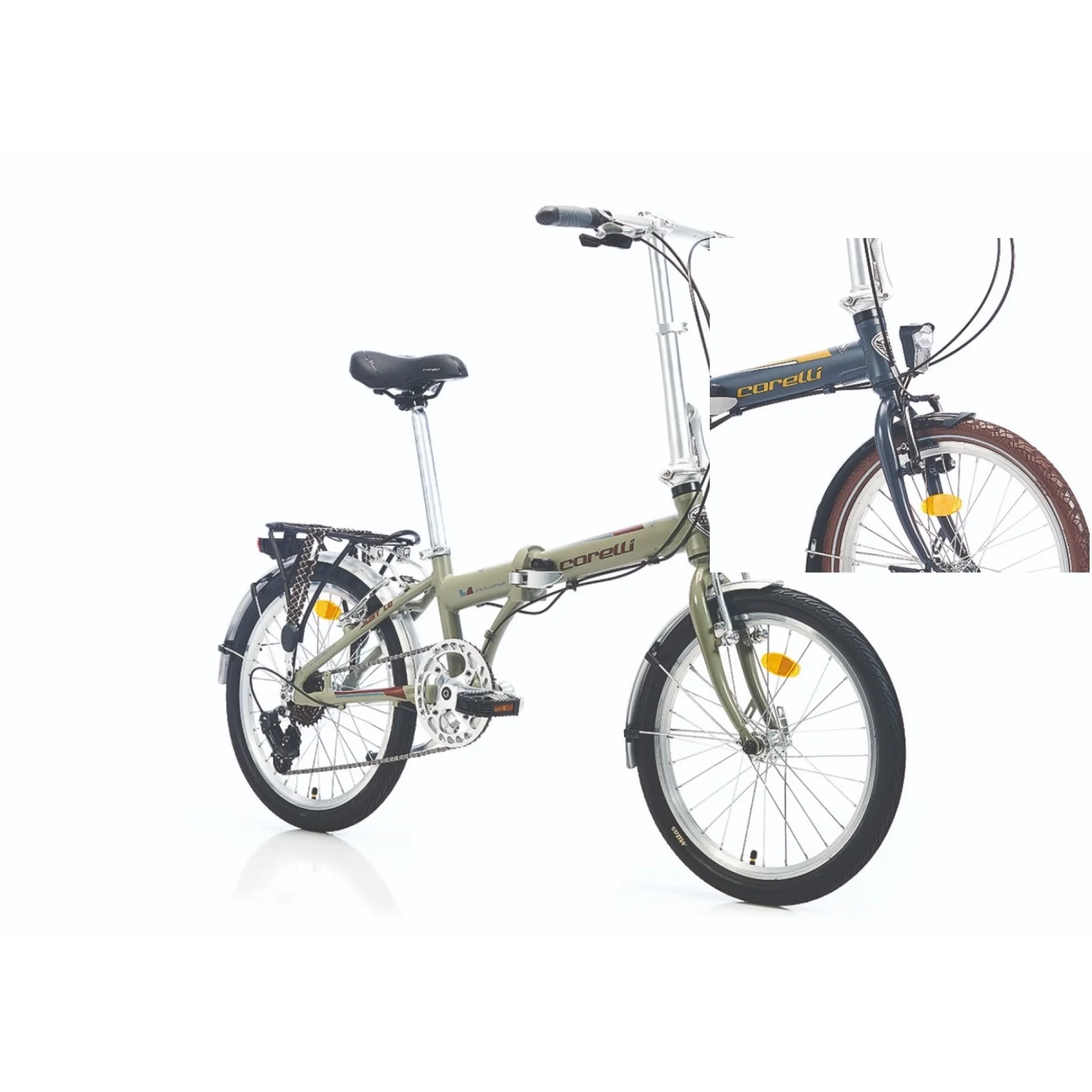 Corelli Just 1.0 V Fren Altus 8 Vites 20 Jant Katlanır Bisiklet Koyu Gri Kahve