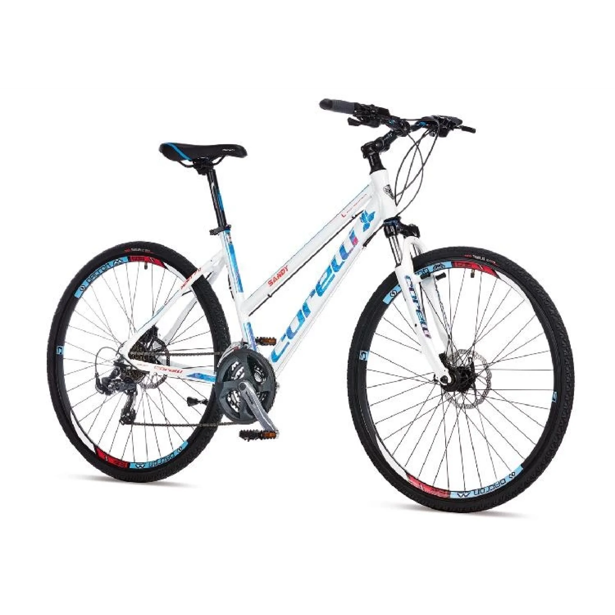 Corelli Sandy 7.0 HD Disk Fren Altus 21 Vites 28 Jant Şehir Bisikleti Beyaz Kırmızı 18 Kadro