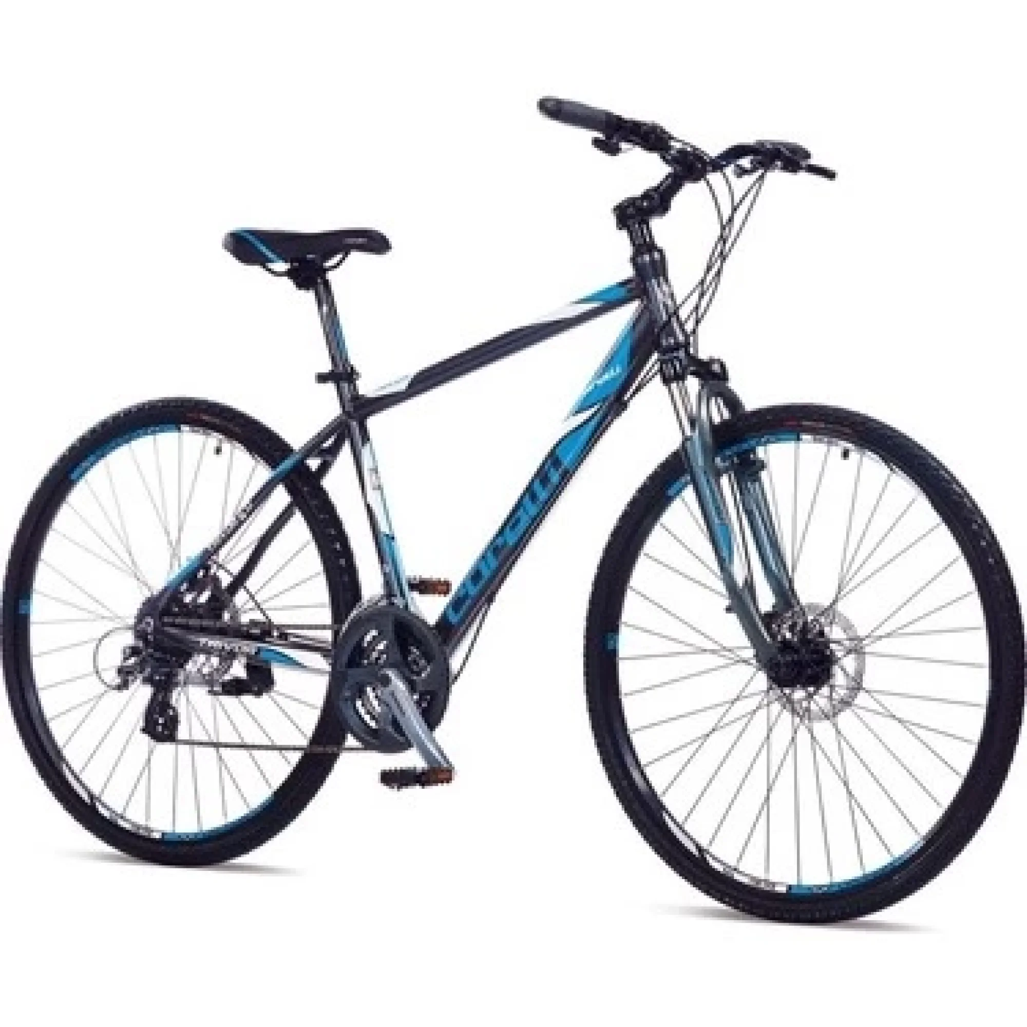 Corelli Trivor 2.1 HD Fren 21 Vites 28 Jant Şehir Tur Bisikleti Koyu Gri Mavi Beyaz 18 Kadro