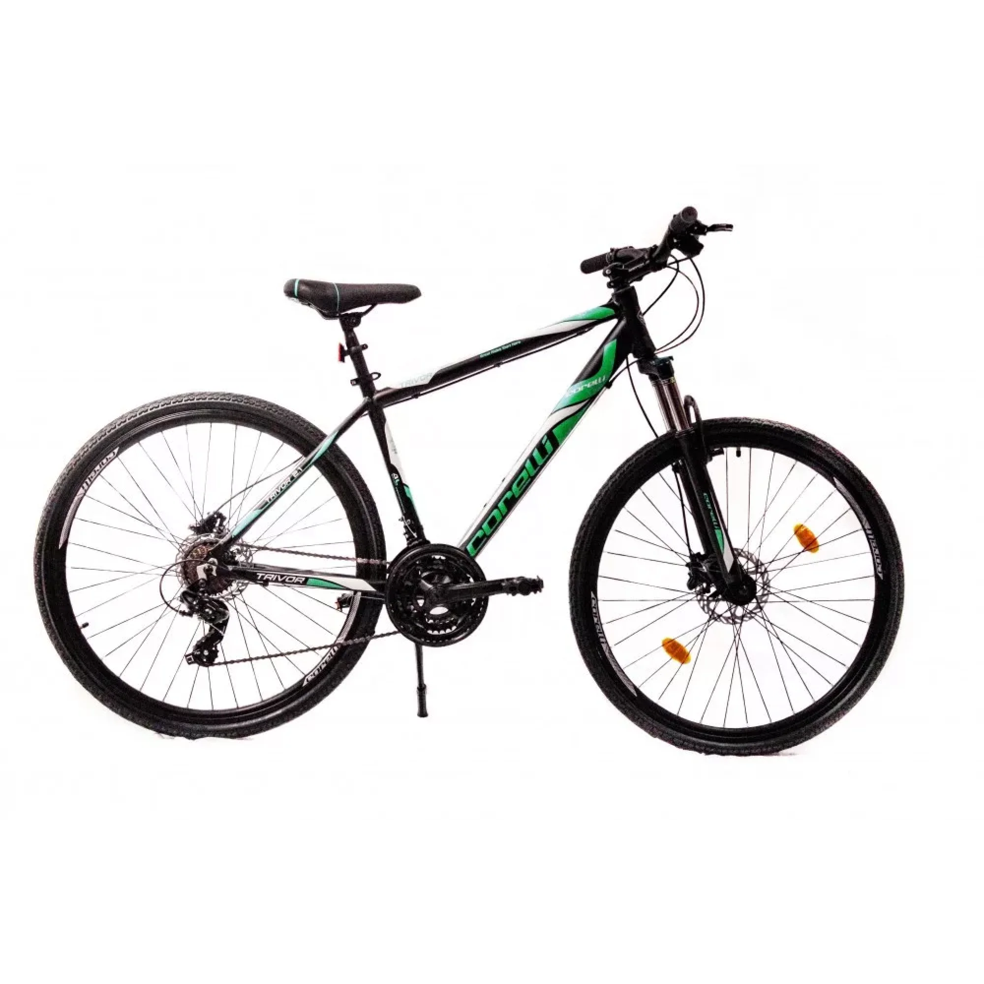 Corelli Trivor 2.1 HD Fren 21 Vites 28 Jant Şehir Tur Bisikleti Koyu Gri Yeşil Beyaz 18 Kadro