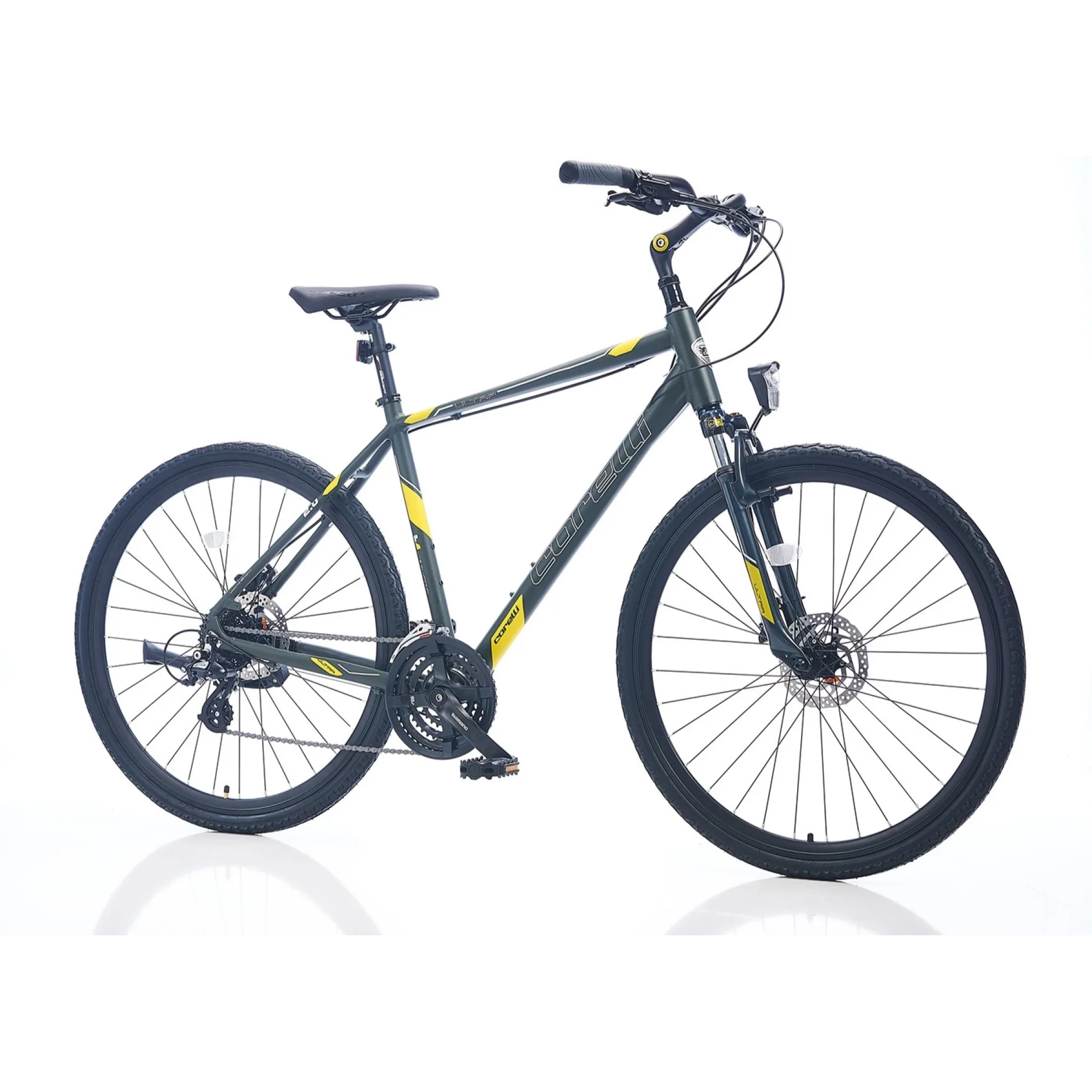 Corelli Ultar 2.0 HD Fren Altus 24 Vites 28 Jant Şehir Tur Bisikleti Siyah Sarı 53 Kadro