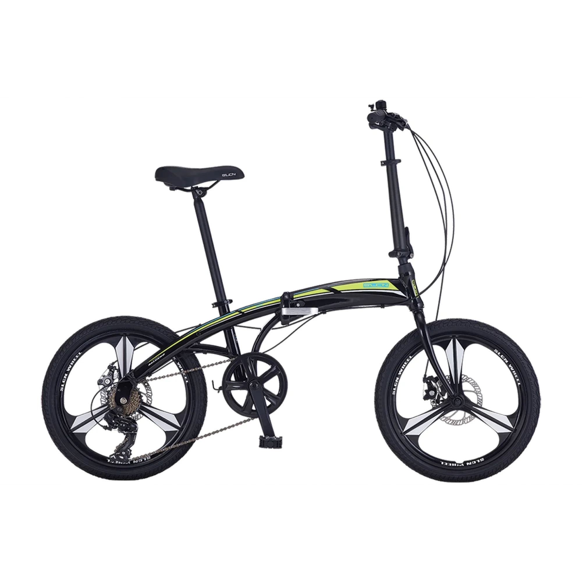 Salcano SLCN300 20 MD Disk Fren 6 Vites 20 Jant Katlanır Bisiklet Mat Siyah Sarı