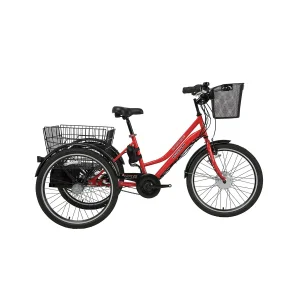 Bisan E-Porter Nexus 3 Vites 24 Jant Üç Tekerli Elektrikli Bisiklet Kırmızı Siyah 44 Kadro