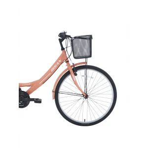 Bisan Lotus 24 V Fren 21 Vites 24 Jant Kadın Şehir Bisikleti Mercan Beyaz 34 Kadro