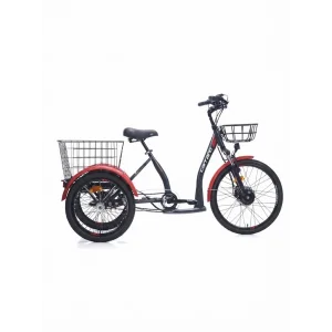Carraro ePack 2.1 HD Fren 3 Vites 24 Jant Elektrikli Şehir-Kargo Bisikleti Mat Siyah Kırmızı Gri