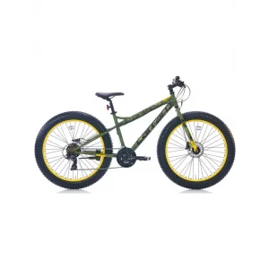 Carraro Fat Bike HD Fren 21 Vites 26 Jant Fat Bike Bisiklet Mat Haki Yeşil Sarı 43 Kadro