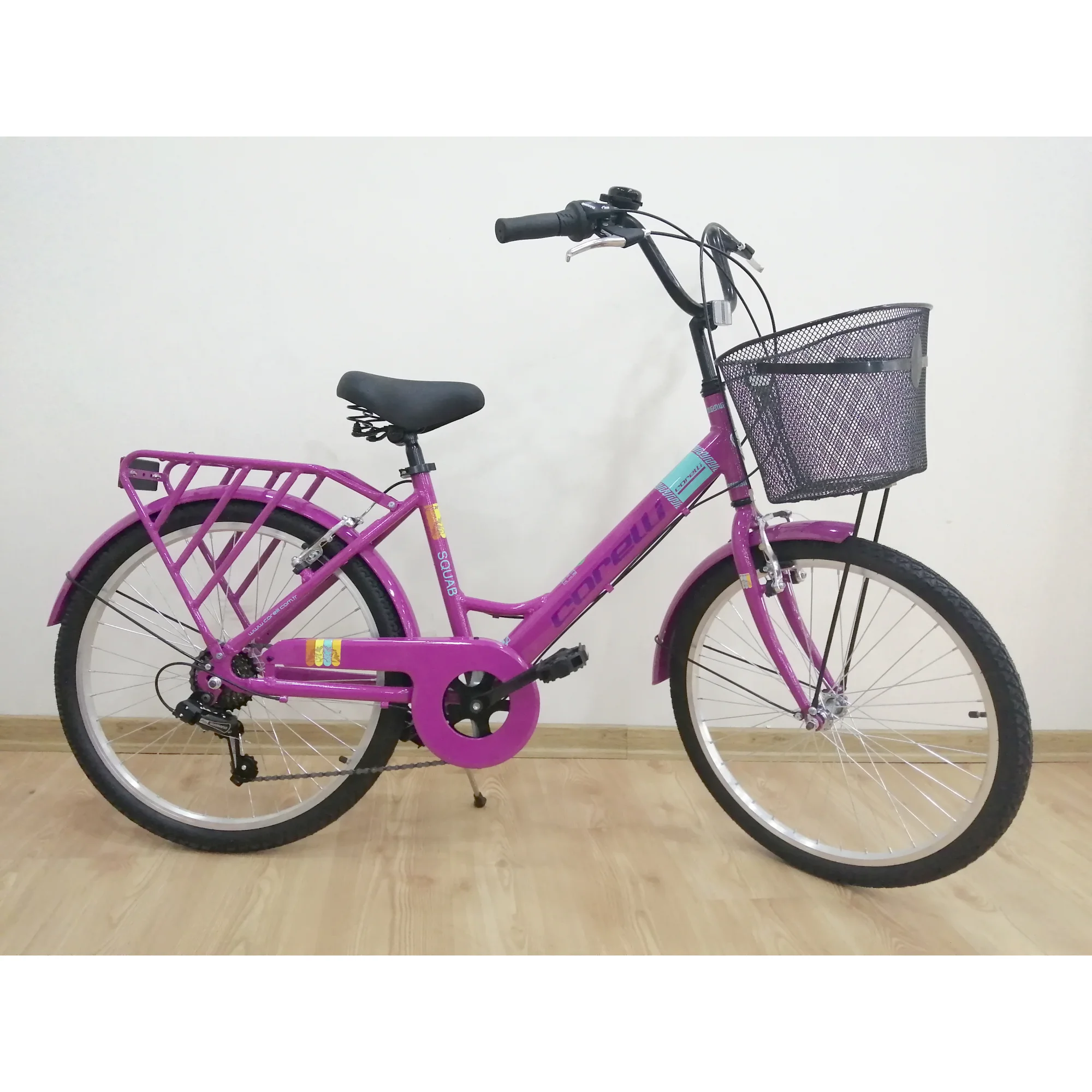 Corelli Squab V Fren 6 Vites 24 Jant Bayan Şehir Bisikleti Pembe Gri 16 Kadro