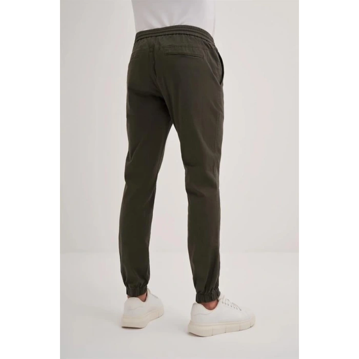 0004 Düğme Kapamalı Beli ve Paçası Lastikli Jogger Erkek Pantolon HAKİ