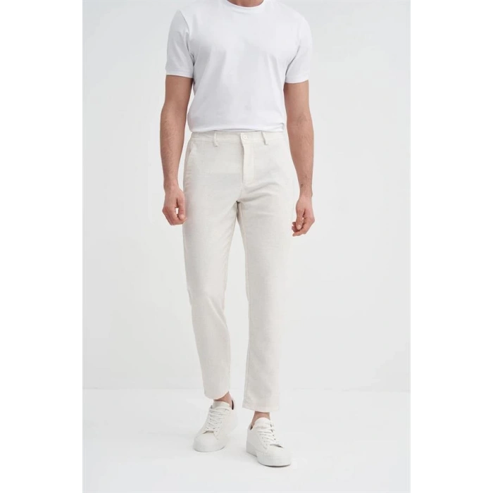 0035 Keten Erkek Jogger Pantolon Ekru