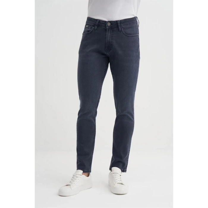 0711 Terry Slim Fit Boru Paça Normal Bel Erkek Kot Pantolon Lacivert