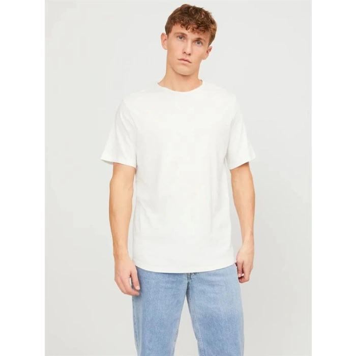 12182498 Yırtık Yaka  Oval Kesim Erkek Tshirt Beyaz