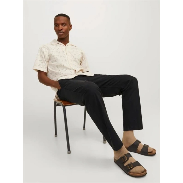 12248606 Relaxed Fıt Beli Lastikli Keten Jogger Erkek Pantolon Siyah