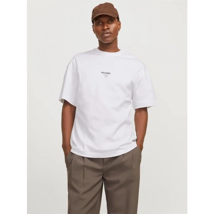 12270638 Sırt Baskkılı Over Size Erkek Tshırt Beyaz