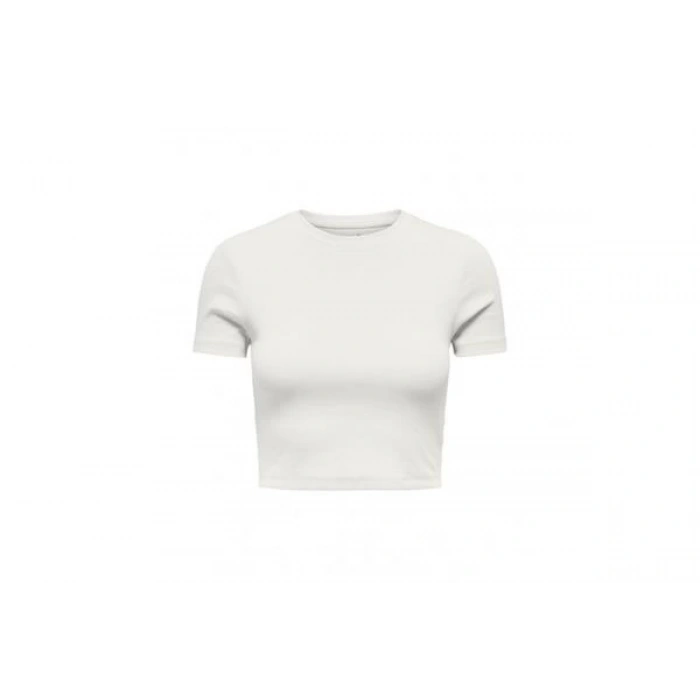 15311891 Likralı Fitilli Crop Kadın T-Shirt Beyaz