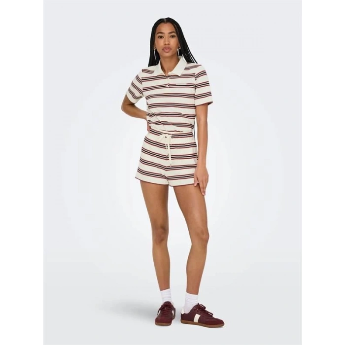 15351928 Beli İp Bağlamalı Kadın Penye Short Bej