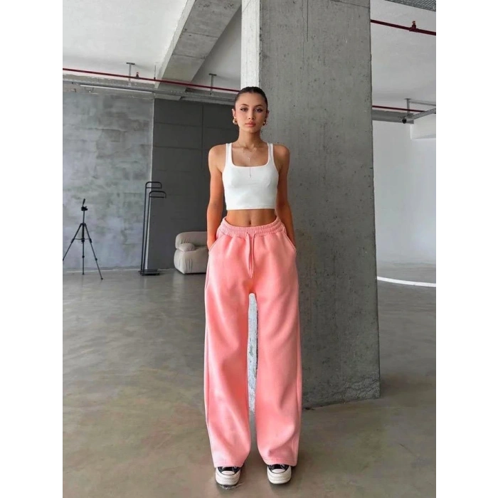 3 iplik şardonlu oversize eşofman somon