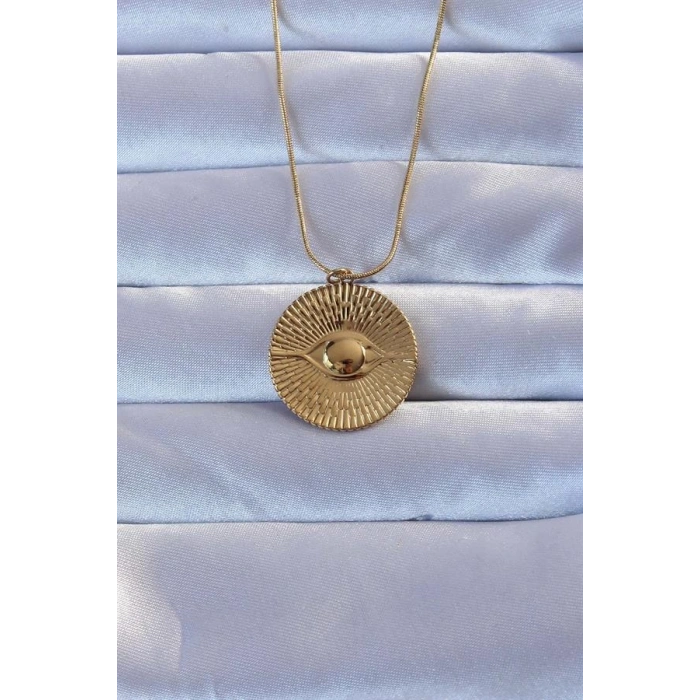 316L Altın Renk İşlemeli Göz Kolye