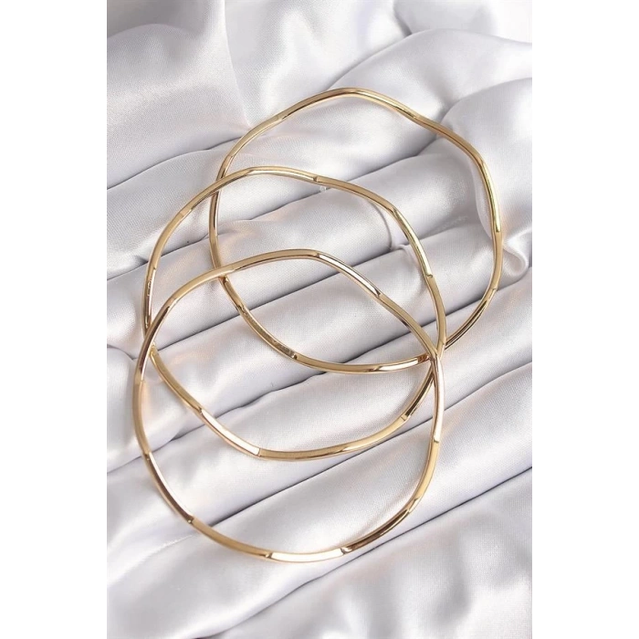 316L Çelik Gold Renk 65 mm Zikzak Model Ajda Bilezik