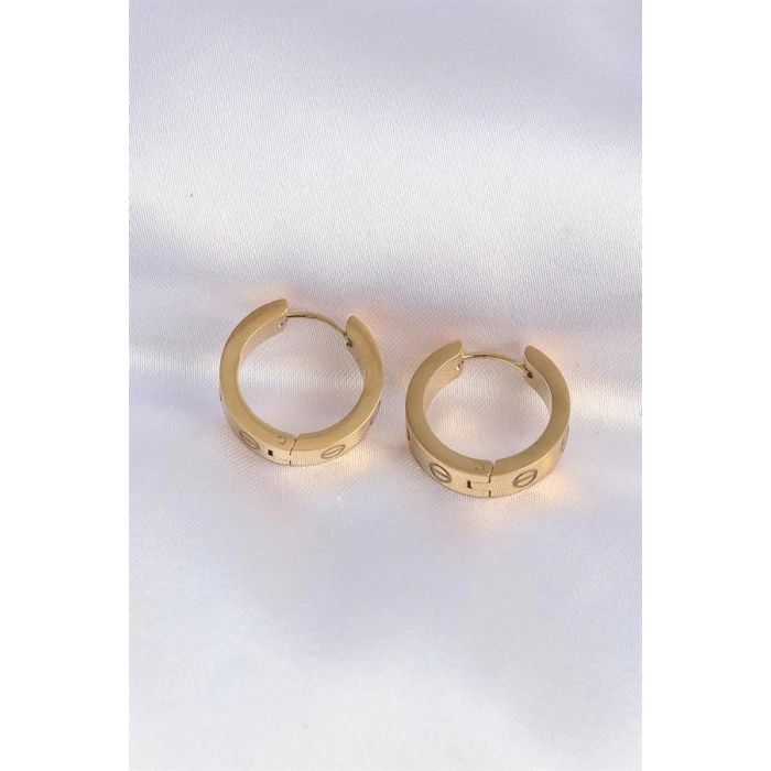 316L Çelik Gold Renk Model Halka Küpe
